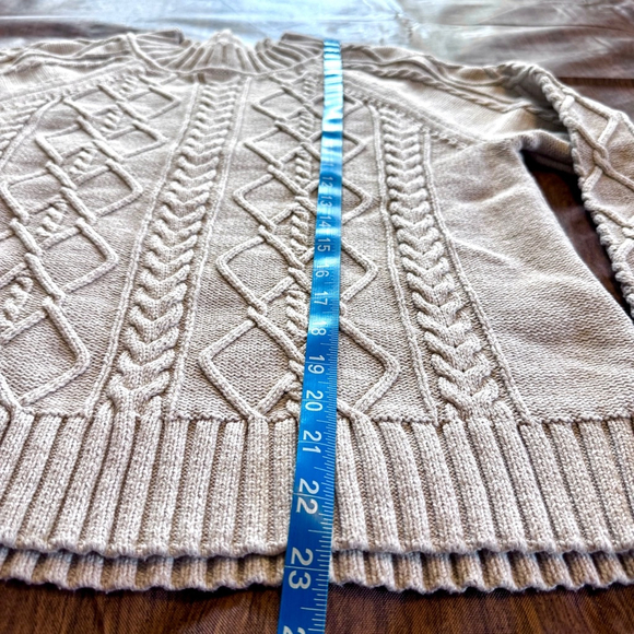 Gap Cable Knit Crew Neck Sweater Marled Oatmeal Beige Cream M Tall 100% Cotton - Picture 8 of 9